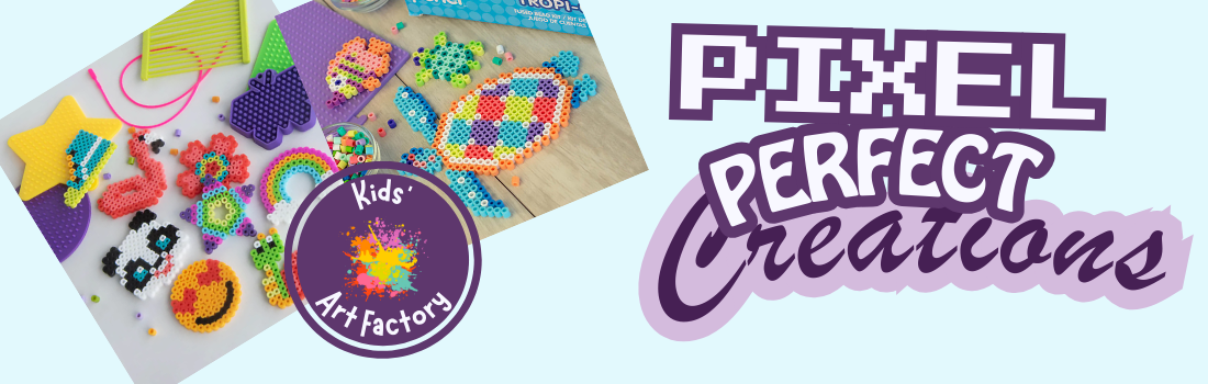 Kids Art Factory. Pixel art creations with perler beads